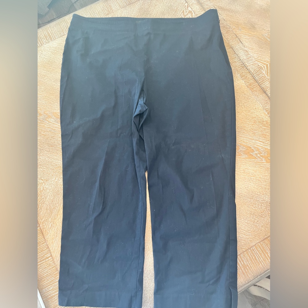 Talbots Pants Size 20 Crop Tapered Navy Blue Side Zip Waist 42” Inseam 25”